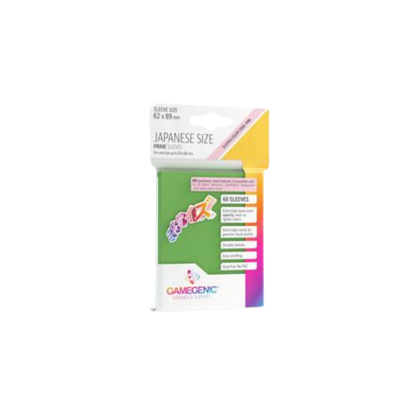 Gamegenic – PRIME Japanese Sized Sleeves Green (60 Sleeves)