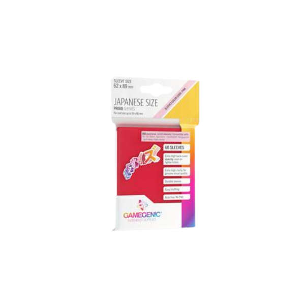 Gamegenic – PRIME Japanese Sized Sleeves Red (60 Sleeves)
