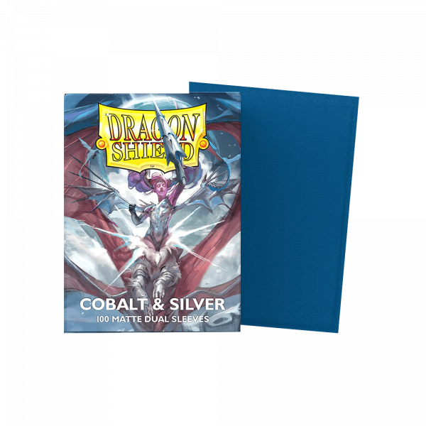 Dragon Shield Standard Matte Dual Sleeves – Cobalt & Silver (100 Sleeves)